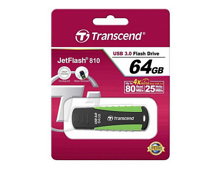 USB Flash накопитель Transcend JetFlash 810, 64Гб, Черный/Зеленый