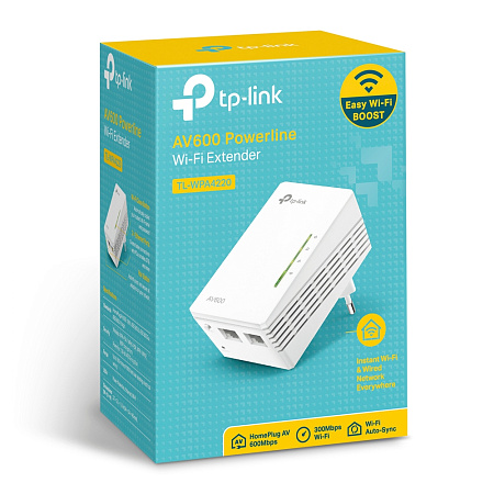 Адаптер Powerline TP-LINK TL-WPA4220, AV600, 600 Mбит/c, Белый