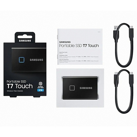 Внешний портативный SSD накопитель Samsung Portable SSD T7 Touch,  2 TB, Чёрный (MU-PC2T0K/WW)