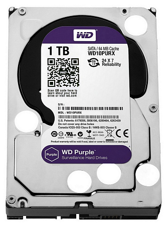 Жесткий диск Western Digital WD Purple, 3.5", 1 ТБ <WD10PURZ>