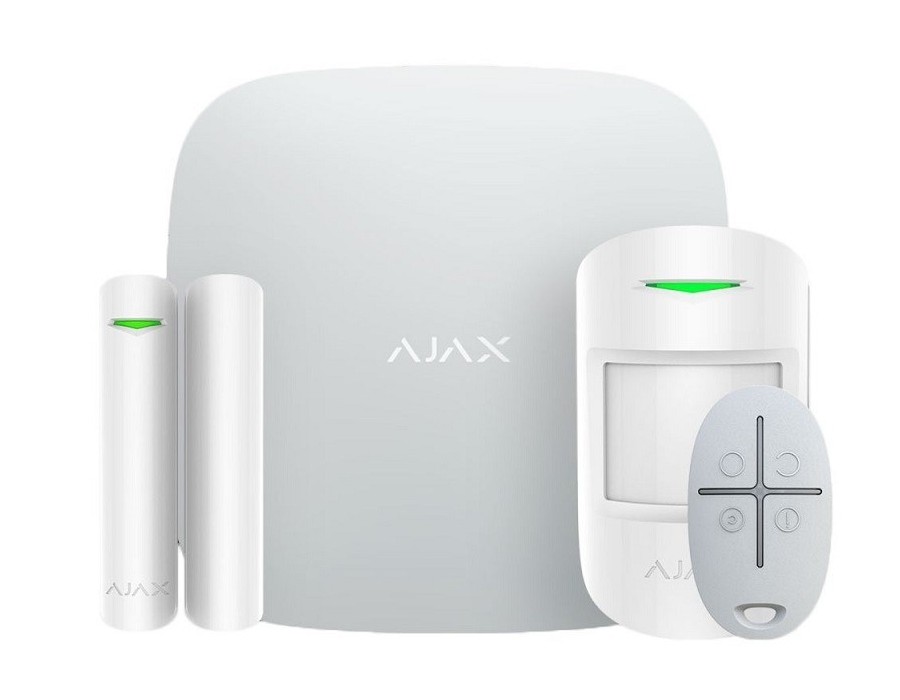 Ajax Wireless Security StarterKit, White, (Control Hub, Motion Detector, Opening Detector, Key fob)