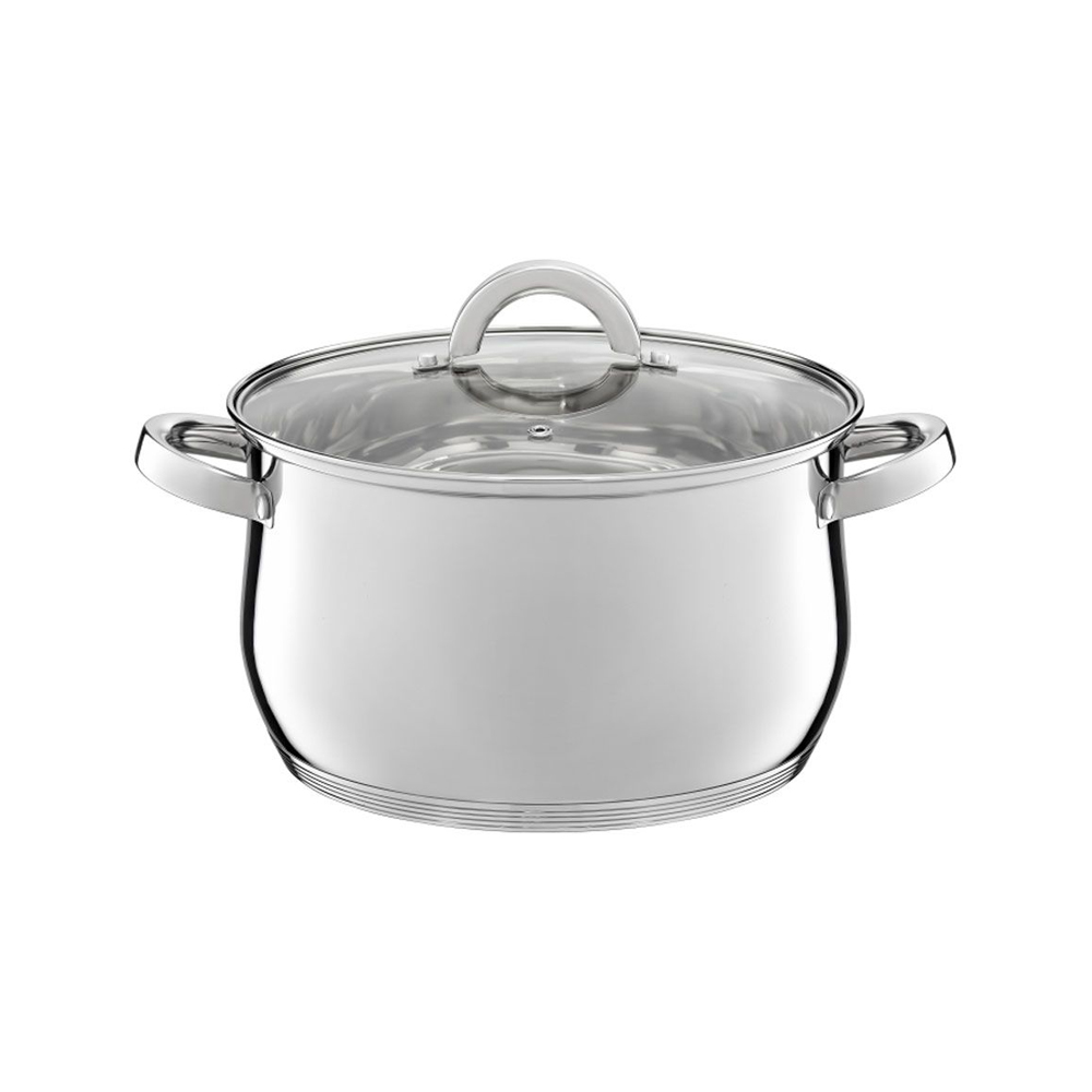 Ambition, Pot With Glass Lid, Berry, 22 Cm, 4.8 L Stainless Steel, Tempered Glass