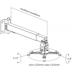 Ceiling/Wall Mount Reflecta, "TAPA" Universal Silver, 430-650mm, max.load 20kg, 23056 Ceiling/Wall Mount Reflecta, "TAPA" Universal Silver, 430-650mm, max.load 20kg, 23056