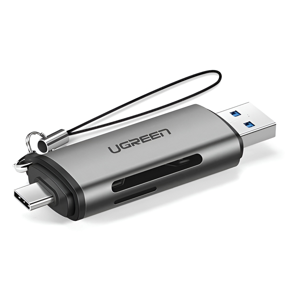 UGREEN Card Reader 2in1 USB-C 3.0 & USB-A 3.0 to TF/SD | CM185, Black