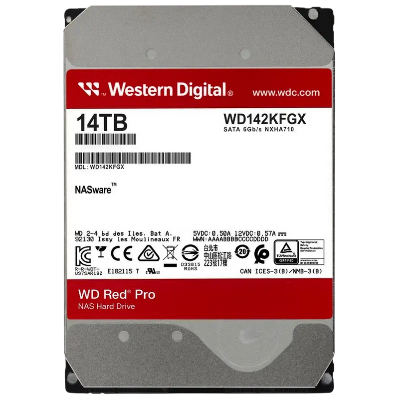 Жесткий диск Western Digital WD Red Pro, 3.5", 14 ТБ <WD142KFGX>