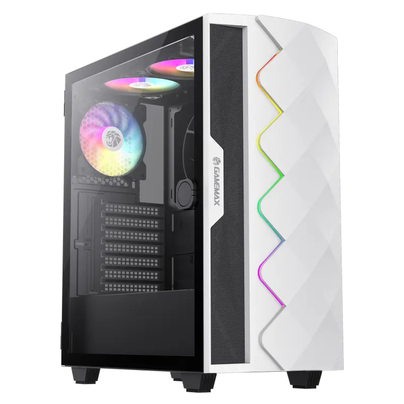 Компьютерный корпус Gamemax Diamond CP WT, Midi-Tower, Без блока питания, Белый