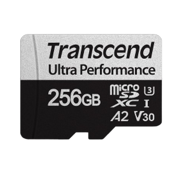 .256GB MicroSD (Class 10) UHS-I (U3),+SD adapter, Transcend TS256GUSD340S (V30, A2, R/W:160/125MB/s)