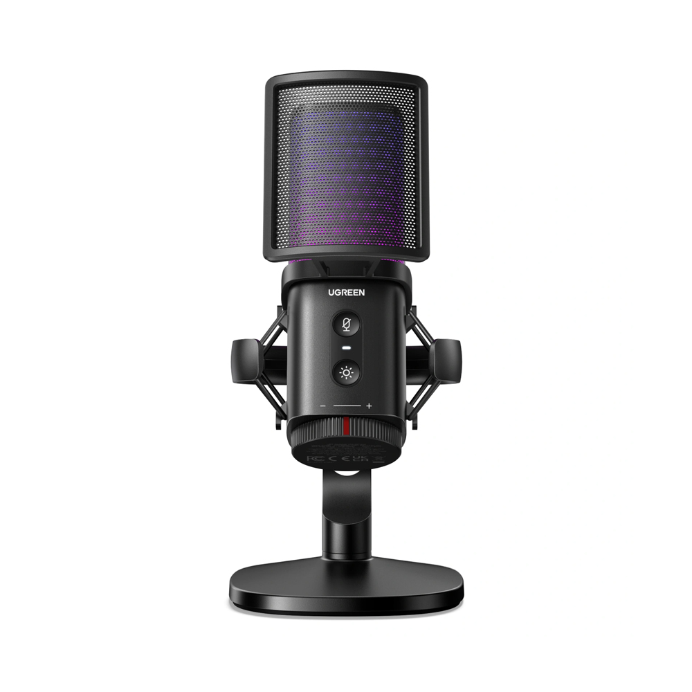 UGREEN Gaming Microphone, Mic for PC 24bit/96kHz, with Quick Mute, Pop Filter, Shock Mount, Volume Knob, Black