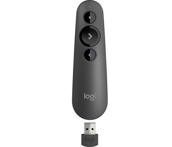 Presenter Logitech R500s, Class 1 Laser, Range: 20m, Bluetooth/2.4 Ghz, 1xAAA, Graphite