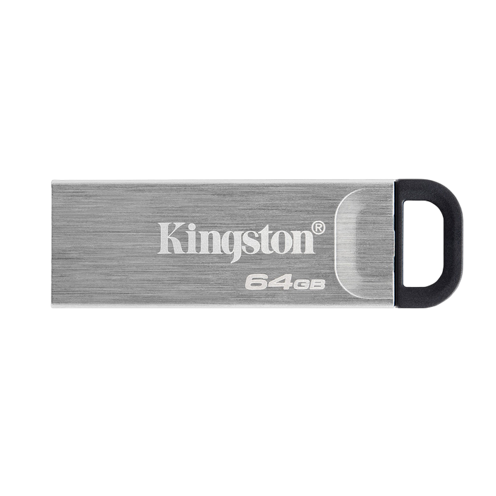  64GB USB3.2 Flash Drive Kingston DataTraveler Kyson, Silver, Metal Case, Key Ring (DTKN/64GB)