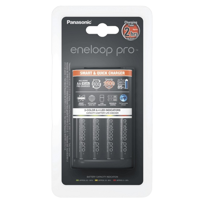 Panasonic  "Smart-Quick" Charger 4-pos AA/AAA + 4AA 2500mAh, K-KJ55HCD40E