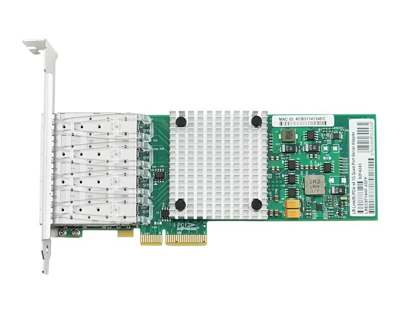 PCI-e Intel Server Adapter Intel I350AM4,  Quad SFP Port 1Gbps