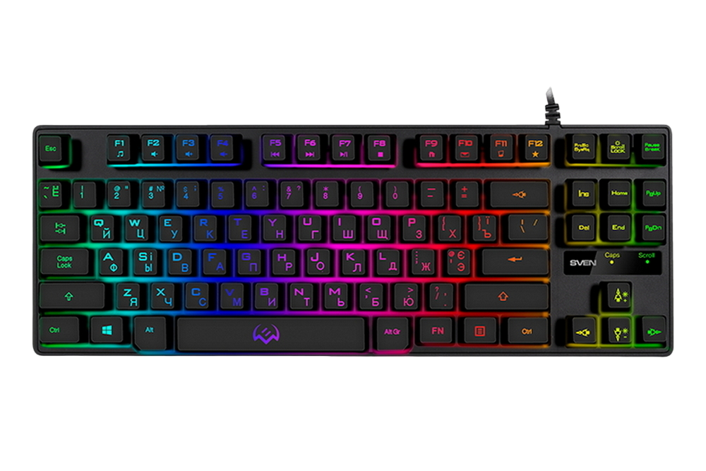 Gaming Keyboard SVEN KB-G7400, TKL, Fn keys, Backlight, WinLock, 1.8m, USB, EN/RU, Black