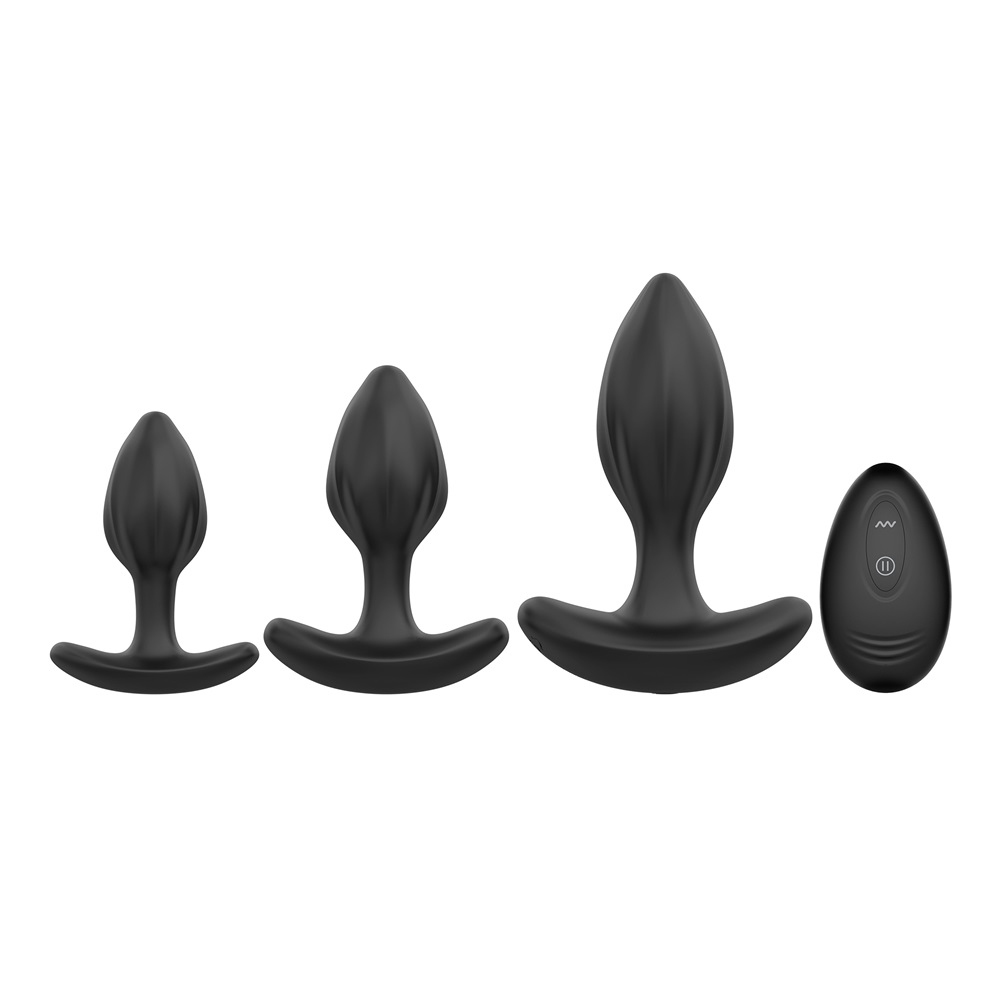 WINYI Mark Buttplug Set 3in1+Remote Control IPX6 7 Mode Vibration, Black