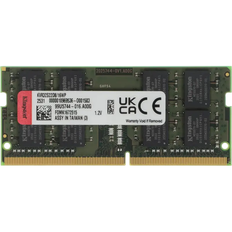 Оперативная память Kingston ValueRAM, DDR4 SDRAM, 3200 МГц, 16 ГБ, KVR32S22D8/16WP
