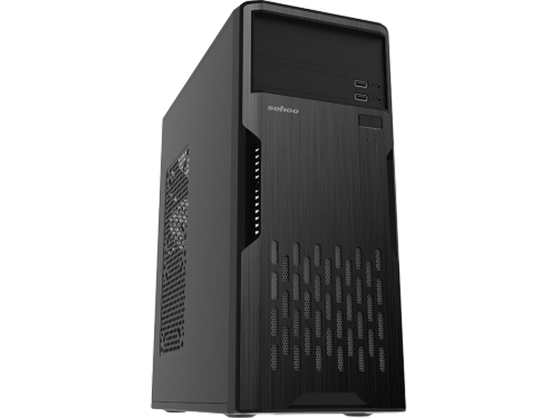 Case ATX 500W Sohoo 2810BK, 0.4mm, 2xUSB2.0, 1x5.25", 1x3.5", 3x2.5",  PSU: ATX-500W-12cm, Black