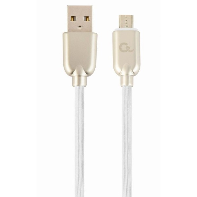 Blister MicroUSB/USB2.0,   1.0 m, Cablexpert Premium Rubber White, CC-USB2R-AMmBM-1M-W