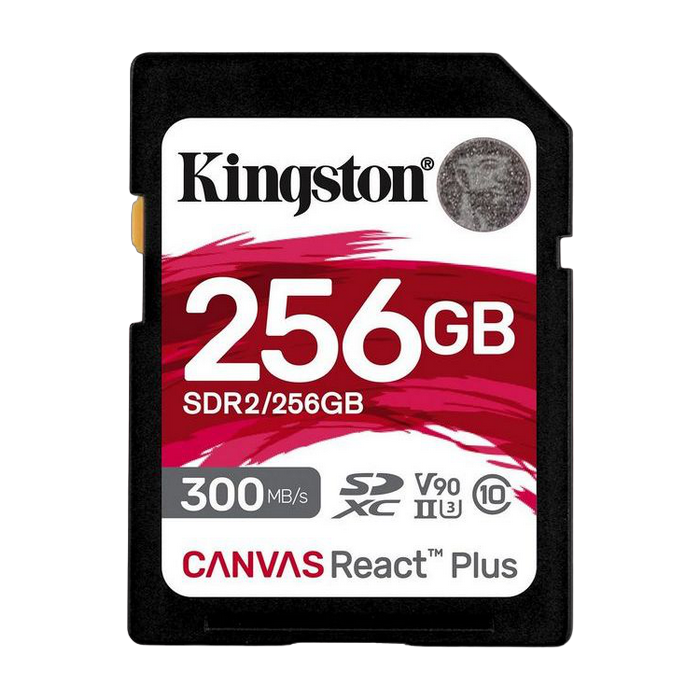 .256GB  SDXC Card (Class 10) UHS-II , U3, Kingston Canvas React Plus "SDR2/256GB" (R/W:300/260MB/s)