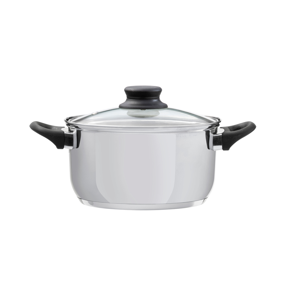 Domotti, Pot With Lid, Lima, 18 Cm, 2.5 L Stainless Steel, Tempered Glass
