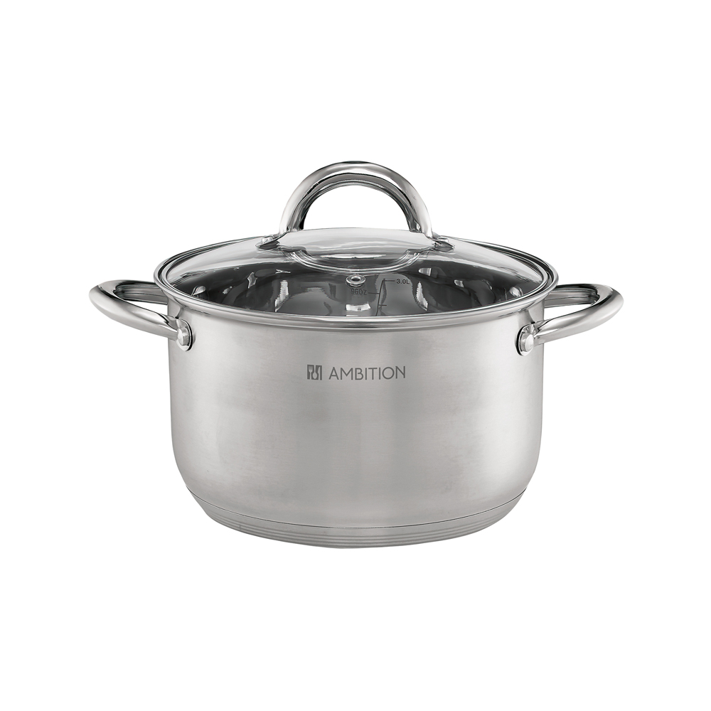 Ambition, Pot With Glass Lid, Solar, 22 Cm, Stainless Steel