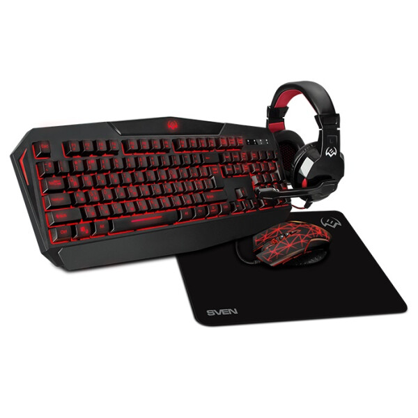 SVEN GS-4300 RGB Gaming Set, Keyboard+Mouse+MousePad+Headset, keys 104 keys, 12 Fn-keys, Backlight (RGB) mouse 7+1(1200-3200 DPI) , USB, Black		¶, клавиатуры ,мышки ,веб камера ,коврики ,флешки , 16gb, 32gb,64gb,128gb,256gb,512,microsd,sd
