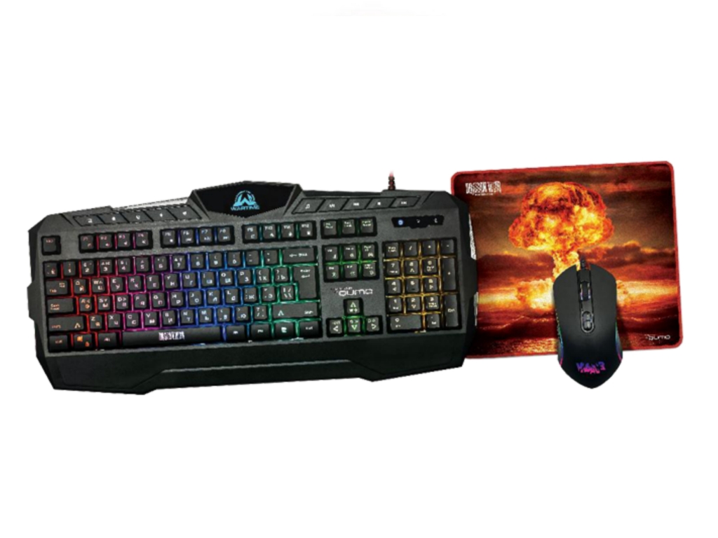 Gaming Keyboard & Mouse & Mouse Pad Qumo Wartime, Fn hotkeys, RGB, AntiGhosting, Black, USB, клавиатуры ,мышки ,веб камера ,коврики ,флешки , 16gb, 32gb,64gb,128gb,256gb,512,microsd,sd