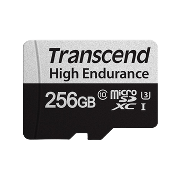 .256GB MicroSD (Class 10) UHS-I (U3),+SD adapter, Transcend "TS256GUSD350V" (R/W:95/45MB/s,Endurance