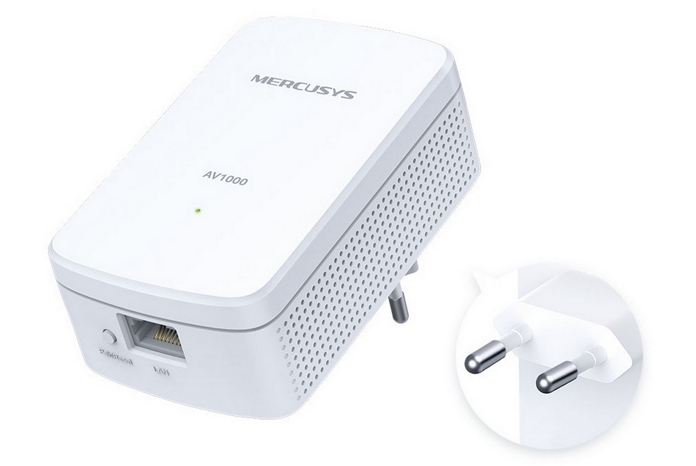 Powerline Adapter MERCUSYS, MP500 KIT, AV1000, 1xGbit Port