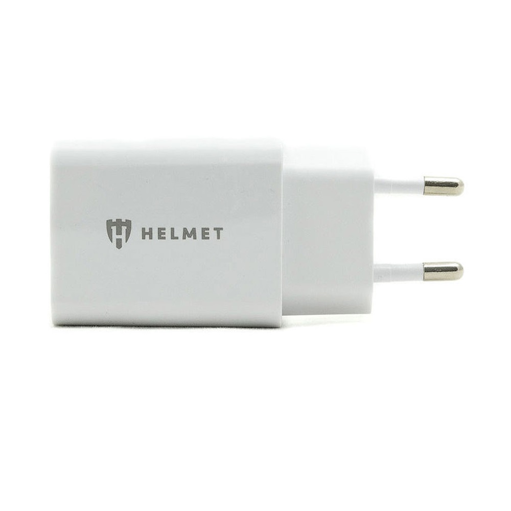 Helmet Wall Charger with Cable USB to Lightning 2xUSB 2.4A, White