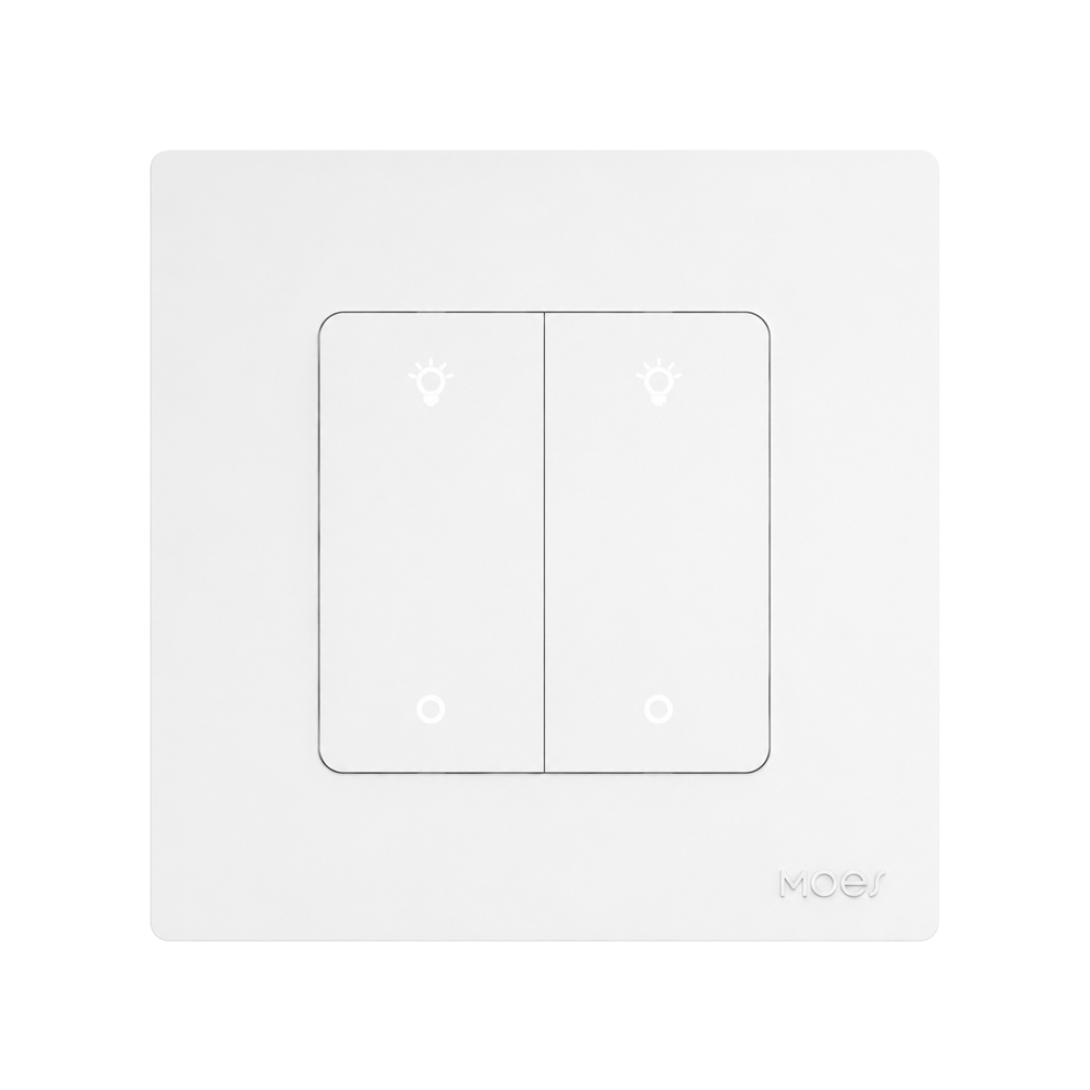 Moes Zigbee Star Ring Smart Dimmer Switch 2 Gang (Neutral Required), White