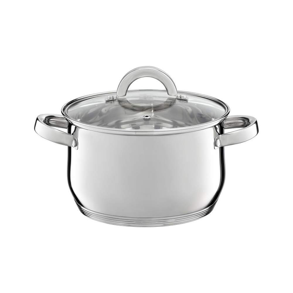Ambition, Pot With Glass Lid, Berry, 20 Cm, 3.5 L Stainless Steel, Tempered Glass