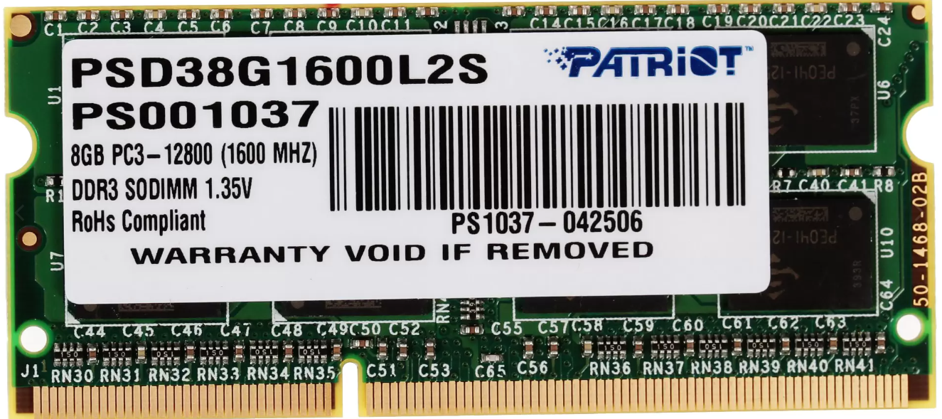 Patriot SL DDR3 4GB 1600MHz 1.35V SODIMM,процессоры ,оперативная память, ssd, M2, hdd, кейсы