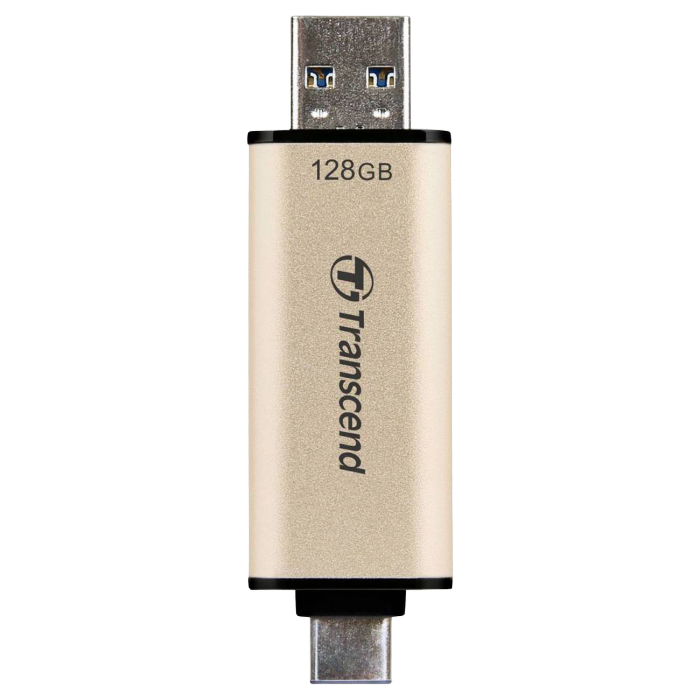  128GB USB3.1/Type-C Flash Drive  Transcend "JetFlash 930C", Gold, Classic Cap,OTG (R/W:420/400MB/s)
