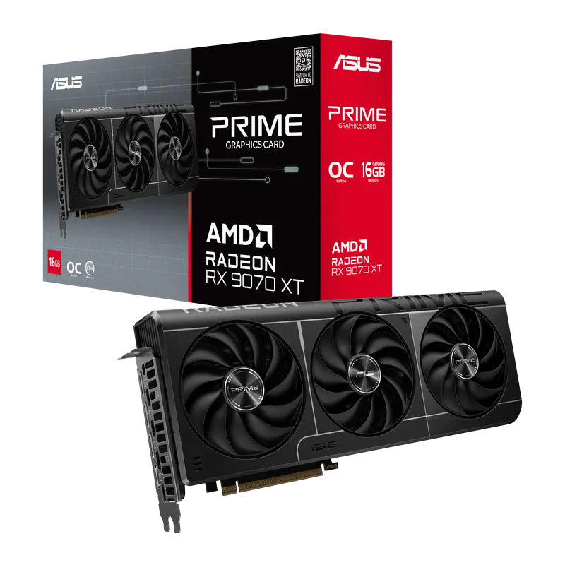 Видеокарта ASUS PRIME-RX9070XT-O16G, 16 ГБ GDDR6 256бит