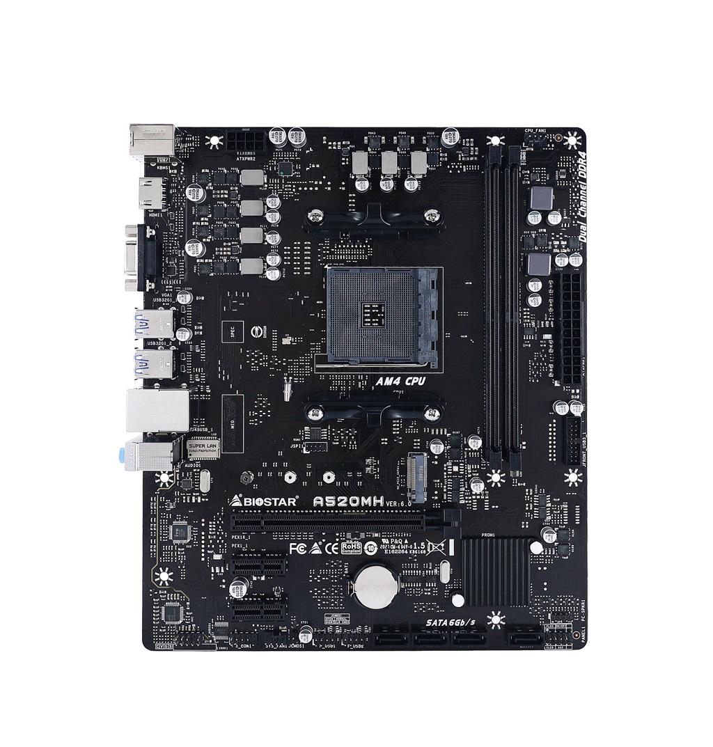 . Biostar A520MH, Socket AM4, AMD A520, Dual 2xDDR4-4933, APU AMD graphics, VGA, HDMI, 1xPCIe X16, 4xSATA3, RAID, 1xM.2 Slot, 2xPCIe X1, ALC887 HDA, G,процессоры ,оперативная память, ssd, M2, hdd, кейсы