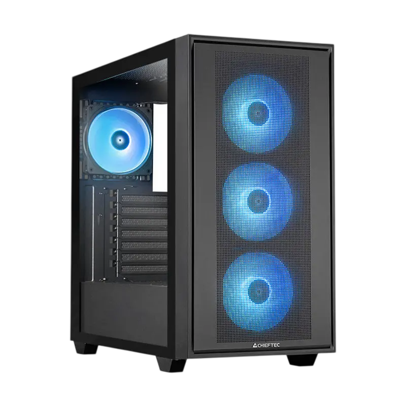 Компьютерный корпус Chieftec Hunter 3, Midi-Tower, Без блока питания, Чёрный
