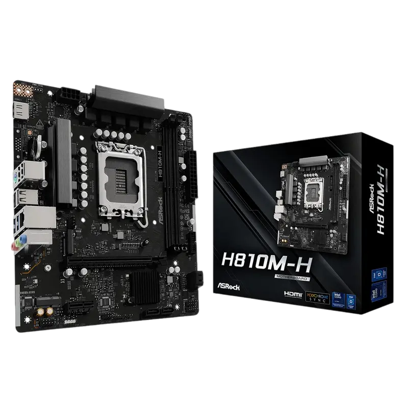 Материнская плата ASRock H810M-H, LGA1851, Intel H810, Micro-ATX