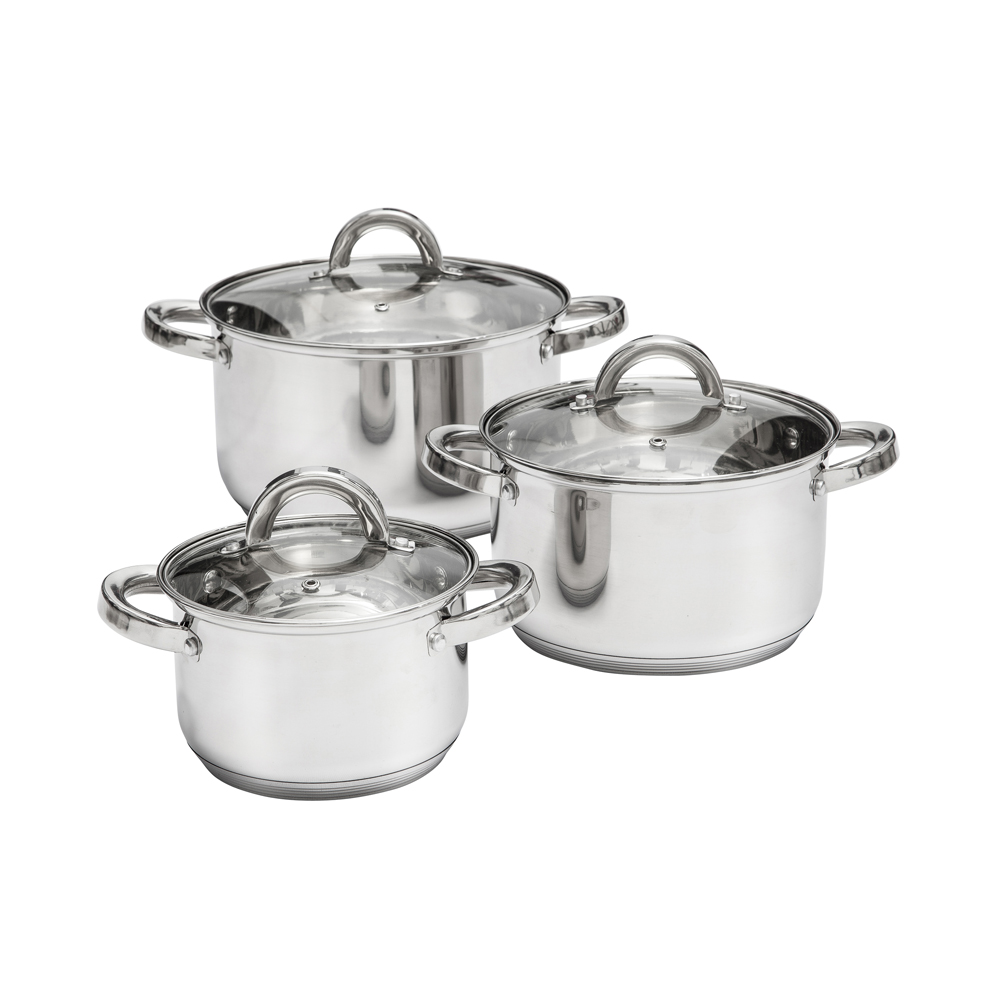 Ambition, Cookware Set 6 Pcs With Lid, Berry, Stainless Steel, Tempered Glass