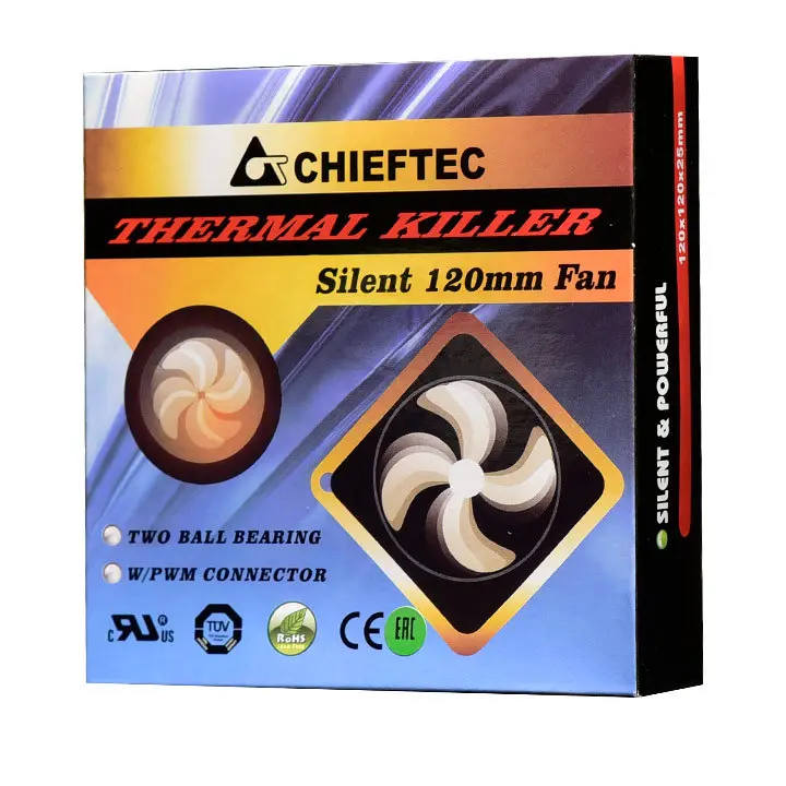 PC Case Fan Chieftec AF-1225PWM, 120x120x25 mm, Ball Bearing, 1650rpm, <32db, PWM, 4pin for PSU/Mole