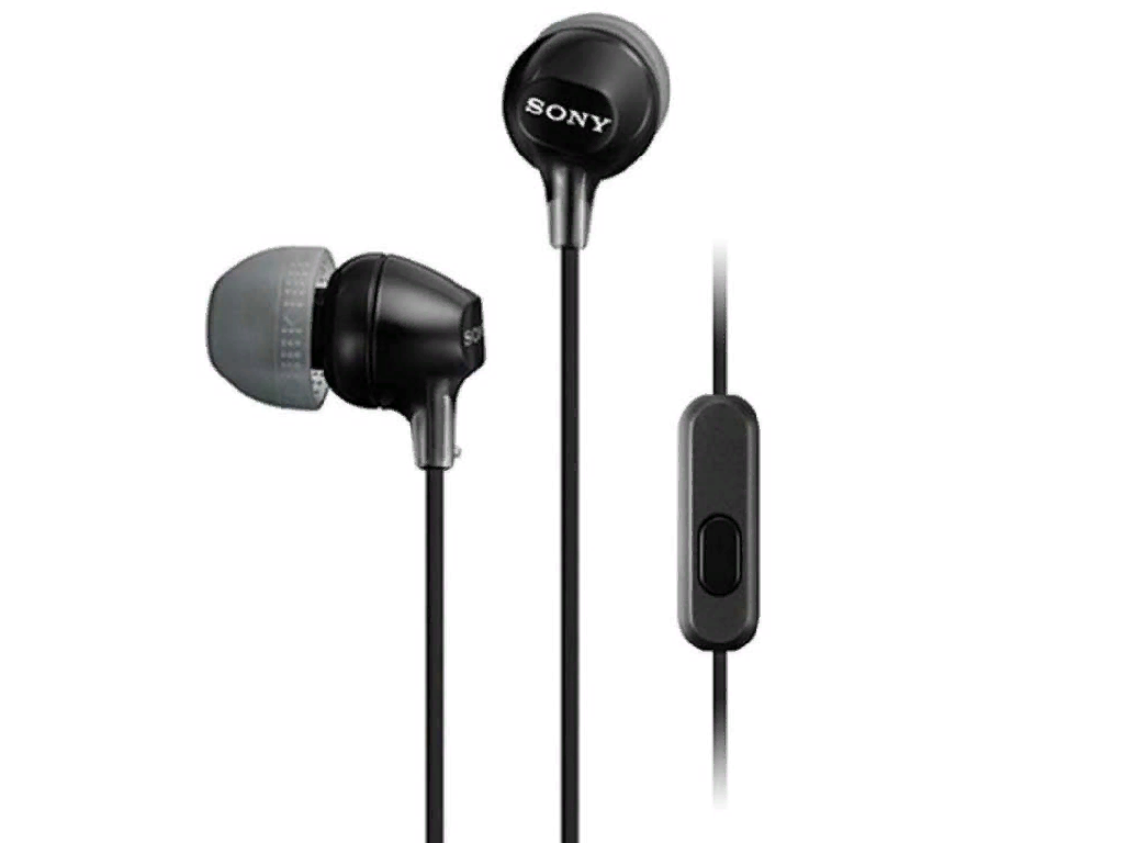 Earphones  SONY  MDR-EX15AP, Mic on cable,  4pin 3.5mm jack L-shaped, Cable: 1.2m Black