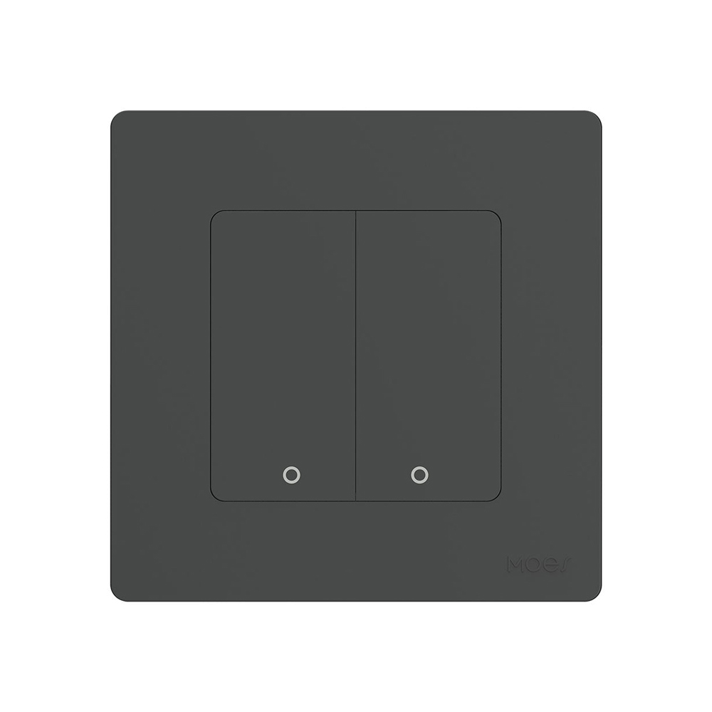 Moes Zigbee Star Ring Smart Push Button Switch 2 Gang (Neutral Optional), Grey