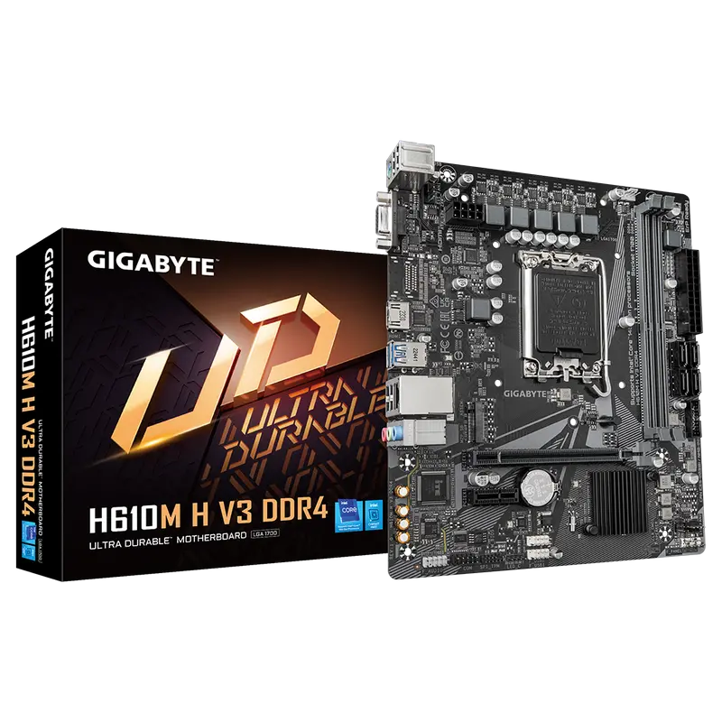 Материнская плата Gigabyte H610M H V3 DDR4, LGA1700, Intel H610, Micro-ATX
