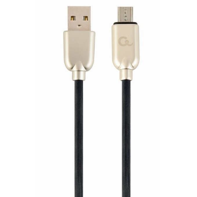 Blister MicroUSB/USB2.0,   1.0 m, Cablexpert Premium Rubber Black, CC-USB2R-AMmBM-1M