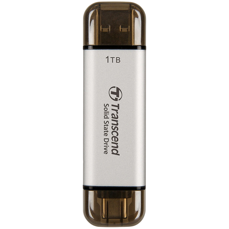 1.0TB  Transcend Portable SSD ESD310S Silver, USB-A/C 3.2 (71.3x20x7.8 mm, 11g, R/W:1050/950 MB/s)