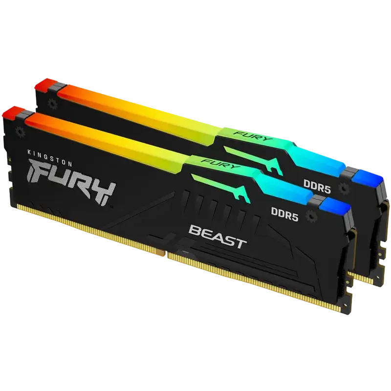 Оперативная память Kingston FURY Beast RGB, DDR5 SDRAM, 5600 МГц, 16Гб, KF556C36BBEAK2-16