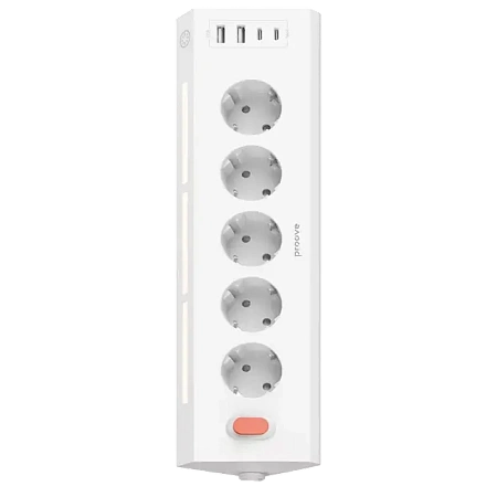 Сетевой фильтр Proove Prism Socket, 5 Розеток, 1,6м, Белый