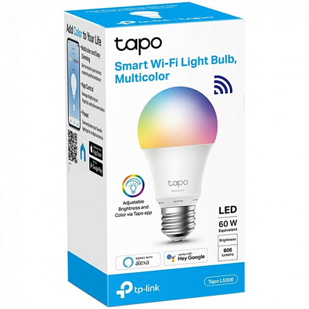 TP-LINK "Tapo L530E", Smart Wi-Fi LED Bulb with Dimmable Light, Multicolor, 2500-6500K, 806lm TP-LINK "Tapo L530E", Smart Wi-Fi LED Bulb with Dimmable Light, Multicolor, 2500-6500K, 806lm