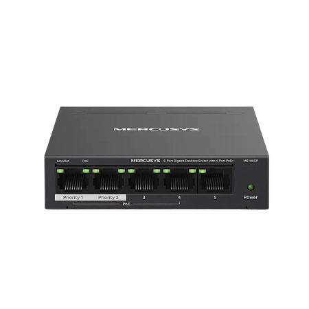 PoE коммутатор MERCUSYS MS105GP, 4x IEEE 802.3af/at PoE коммутатор MERCUSYS MS105GP, 4x IEEE 802.3af/at