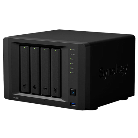 SYNOLOGY "DVA3221" Deep Learning NVR, 4-bay, Intel Atom 4-core 2.1GHz, GTX 1650, 8Gb, 4x1GbE, COM SYNOLOGY "DVA3221" Deep Learning NVR, 4-bay, Intel Atom 4-core 2.1GHz, GTX 1650, 8Gb, 4x1GbE, COM