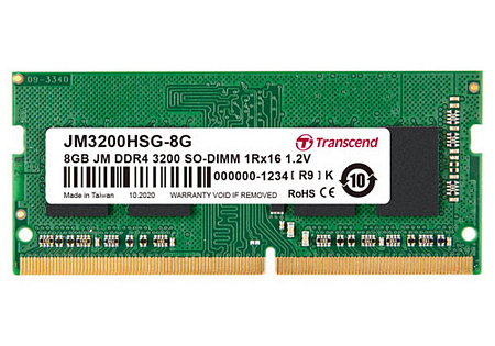 .8GB DDR4- 3200MHz SODIMM Transcend PC25600, CL22, 260pin DIMM 1.2V .8GB DDR4- 3200MHz SODIMM Transcend PC25600, CL22, 260pin DIMM 1.2V